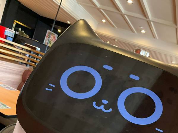 ファミレスにいた『研修中』の猫型ロボット　名札に「それでいいのか」「後輩になりたい！」