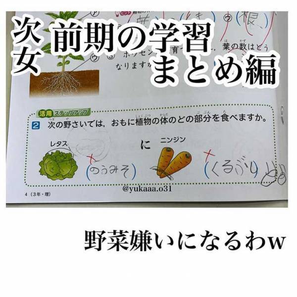 「センスがありすぎ」「もはや芸術」　小３次女の珍解答に、抱腹絶倒