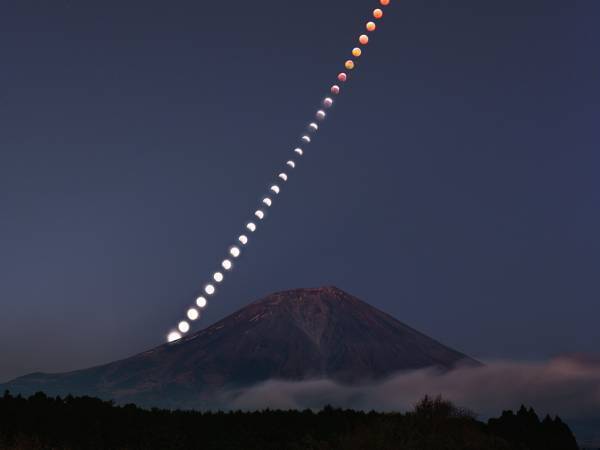 『皆既月食』の様子を４分毎に撮影　１枚に合成した作品に息をのむ