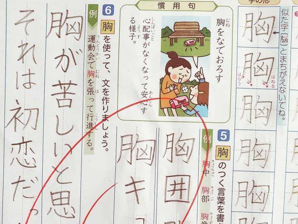 唖然とするほどのセンス？小６息子が「胸を使って文を作れ」という問いに…
