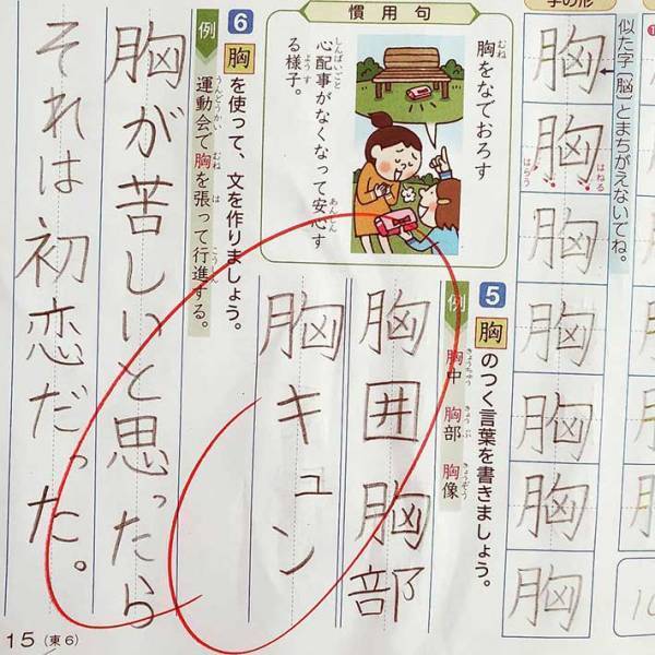 唖然とするほどのセンス？小６息子が「胸を使って文を作れ」という問いに…
