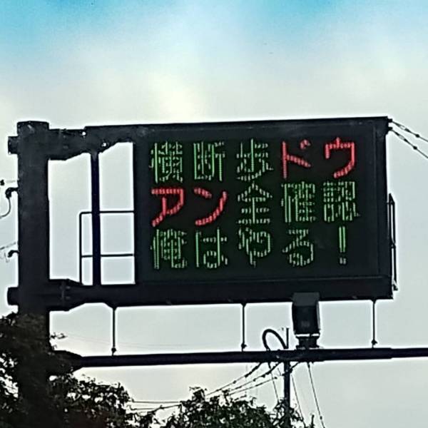 道路にあった電光掲示板　隠された意味に「凝視してしまう…！」
