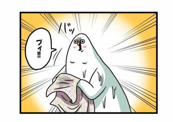 水浴び後のインコに、飼い主がツッコんだ理由とは？　「顔どうした」