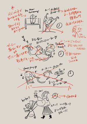 「共感しかない」「吹き出した」　育児の理想と現実を描いたイラストに反響！