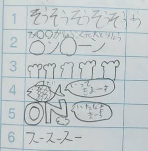 小学４年の息子が連絡帳に書いた時間割　「ひらめきが楽しい！」