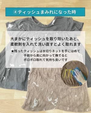 ティッシュを洗ってしまった...　でも大丈夫！○○を入れて洗い直すだけ！