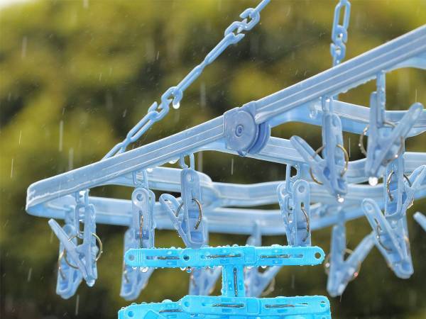 雨ざらしの洗濯ハンガー　干されていたのは、衣服ではなく？