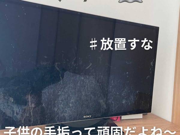 テレビの手垢を１か月放置した母親　あるものを使ってピカピカに！「こんな綺麗になるんだ」