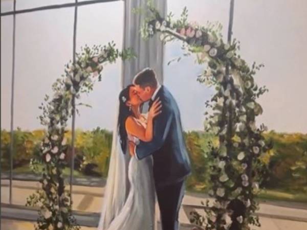 結婚式を描いた１枚の絵　よく見ると…　「だめだ、涙が止まらない」「完璧」