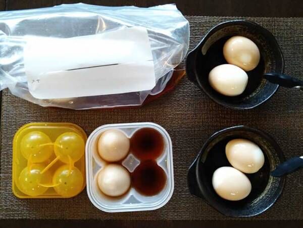 味付け卵の調味料、どっちが少なく済む？　１００均アイテムと保存袋を比べたら「かなり節約！」