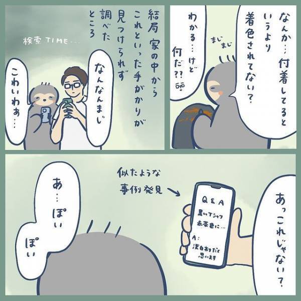 服についた謎の茶色い汚れ、洗濯しても落ちず？　「うわもう絶対犯人こいつじゃん」