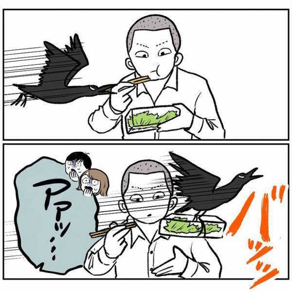 目の前の夫婦も思わず「アァッ…」　駅でサラダを食べる高校生が、まさかの展開に！