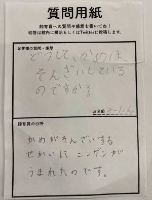 「どうしてカメが存在するの」　子供からの質問に飼育員は？　「コレは名回答」「真理をついてる」
