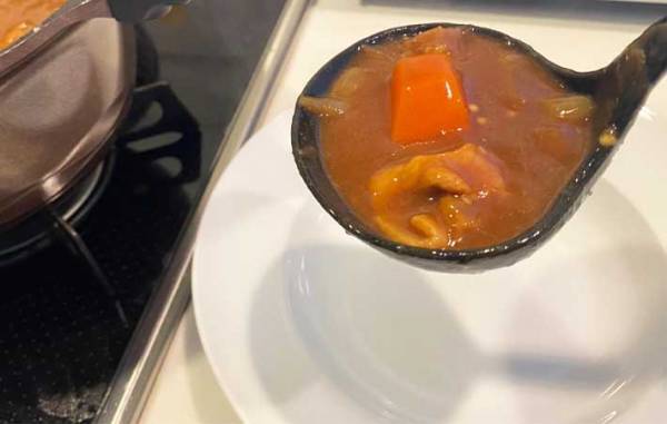カレーをポタポタ垂らさず、よそう方法に「一滴も垂れない」「ほかのつゆもイケる」