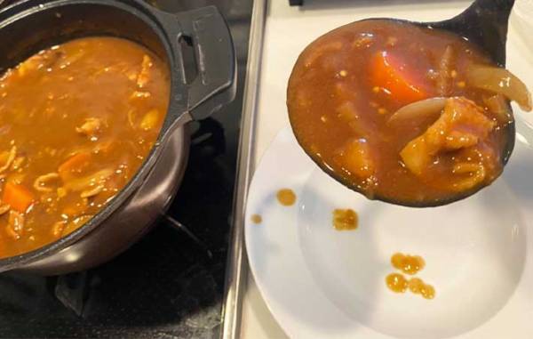 カレーをポタポタ垂らさず、よそう方法に「一滴も垂れない」「ほかのつゆもイケる」