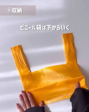 どんな形のエコバッグでもコンパクトに畳める方法　「めっちゃ使える」「すっご」