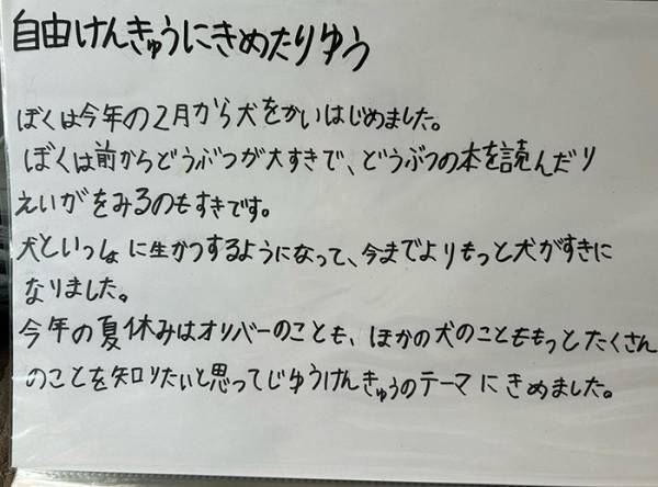 小２息子の『自由研究』に絶賛の声　「特別賞をあげたい」「涙が出た」