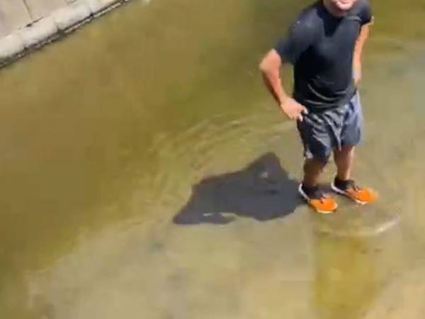 「誰かお兄さんを保護してあげてください！」　川で撮影された一幕に反響