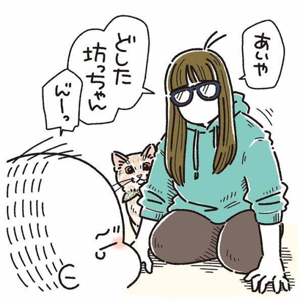 ぐずる赤ちゃんに近付いた猫　その後の行動に「感涙」「尊い、尊いよ…！」