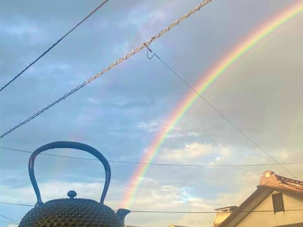 「鉄瓶から注ぎ出る虹を撮れました」　奇跡的な光景に「ご利益がありそう」