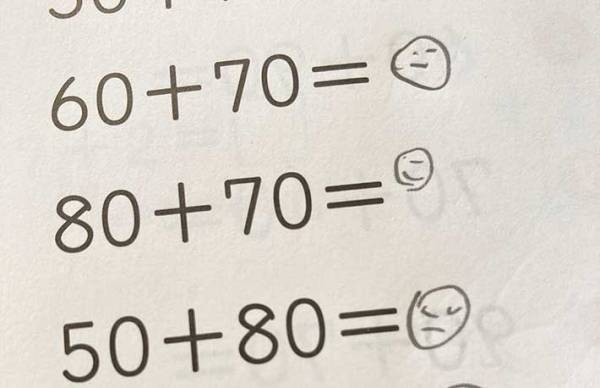 勉強に疲れた小１息子、算数のプリントに…？　「元気が出た」「センスがすごい」