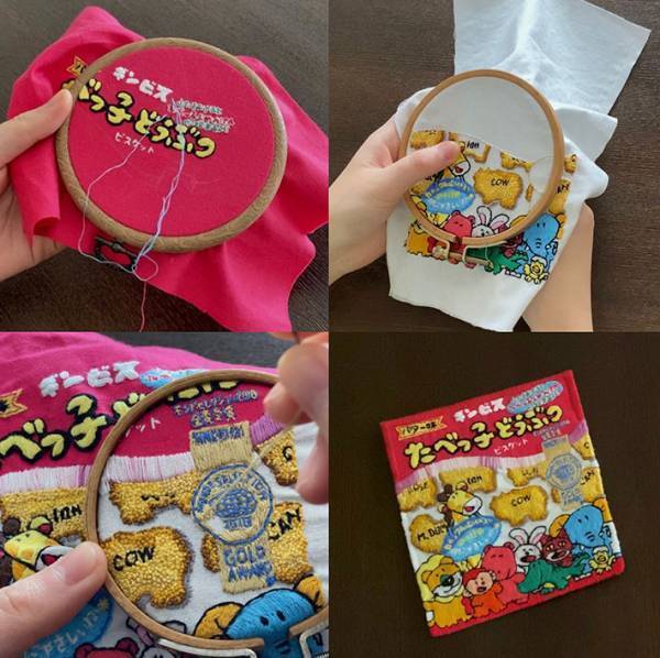 ほぼダイソーの刺繍糸！　作品に「再現度が半端ない！」「ギンビスさんも大喜びでしょ」