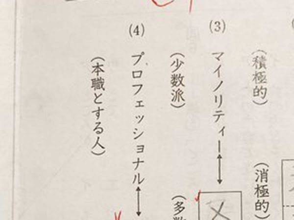 『マイノリティ』『プロフェッショナル』の対義語は？　小６の珍解答に「面白い」「センスがたまらん」