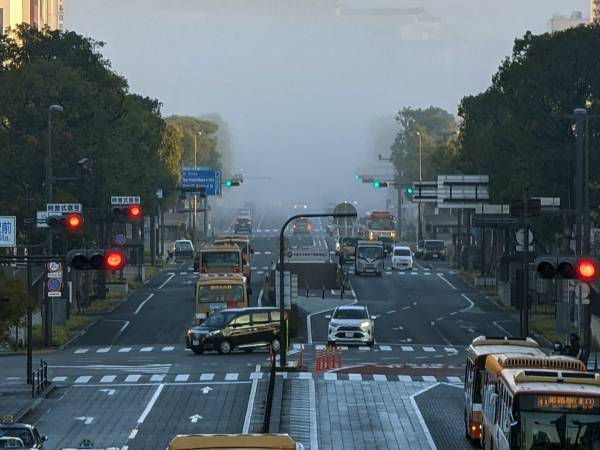 駅前の道路を写した１枚　背後に写っていた『あるもの』に、目を疑う！