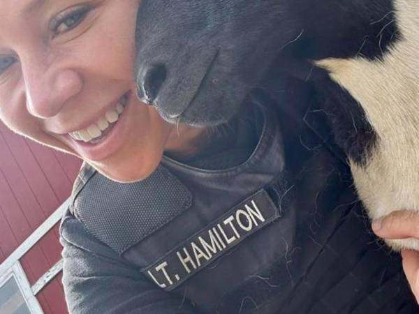 道路で保護された迷子の動物　警察官とのツーショット写真がかわいすぎ！