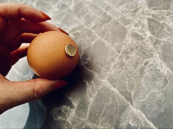 床に置いた生卵