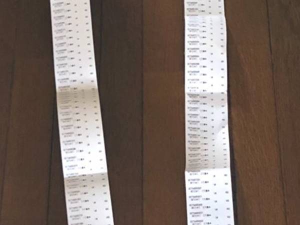 「食べ放題に行ったのか？」　レジ２台体制で処理したレシートに驚き！