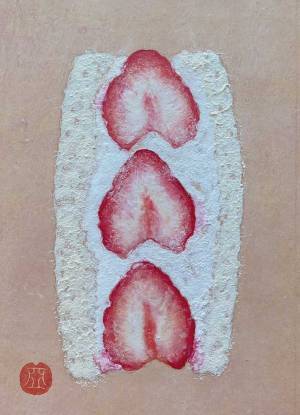 「こんな日本画があったんだ」　いちごサンドを描いた作品に「本物かと思った」「なんておいしそう」