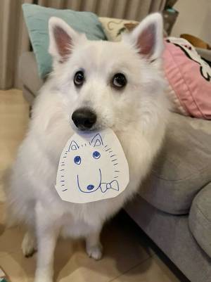 犬「似顔絵を描いてもらったワンね〜」　ルンルンでいたら、まさかのオチが！