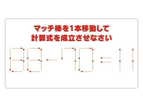 これは難問…　マッチ棒を１本動かして計算式を完成させよう【クイズ】