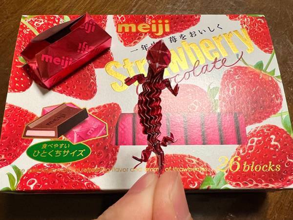 お菓子の包み紙を折ったら…　芸術作品のような『トカゲ』に「器用」