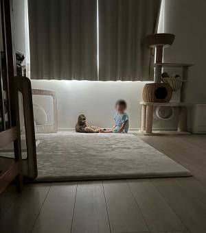 猫と１歳児の写真に『１０万いいね』　早朝５時に目撃された光景がコチラ！