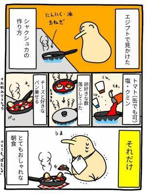 「頻繁にやりたい」「うま…」　エジプトで見かけた朝食が簡単でウマい