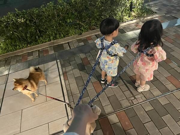 子供と犬の写真