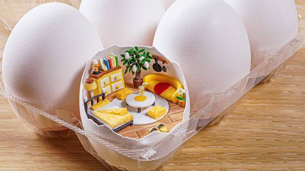 ひび割れた卵の殻、内側を見ると…「こりゃたまげた」「すごすぎてわけが分からない」