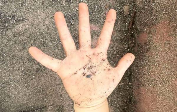 手についた砂を一瞬で落とす裏技に「子供が感動してる」「大人も助かる」