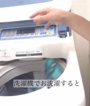 洗濯機に入れる様子