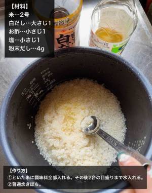 ダシと酢を入れ炊くだけ！　絶品ご飯に「中毒性が高い」「これは気になる」