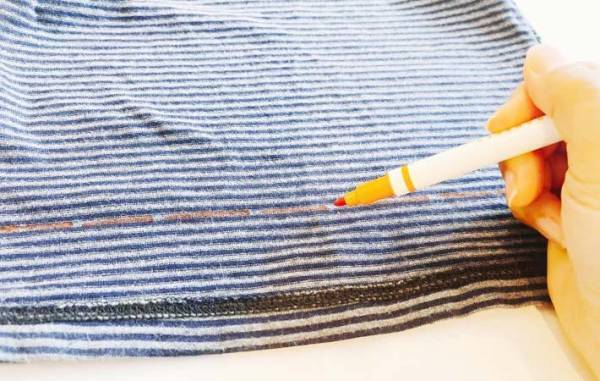 いらない服の裾を切って…　できたものに「縫わずに完成」「思い出そのまま」