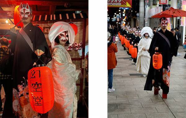 ハロウィンにあらわれた『狐の嫁入り』　多く通行人が足を止めた