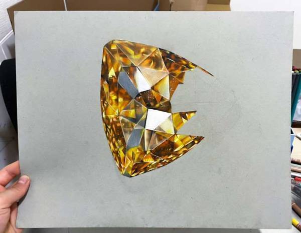 「ウソでしょ」「輝き方が本物じゃん」　色鉛筆で描いた宝石に、驚きの声