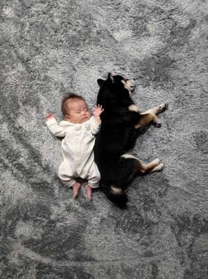 ぐっすり眠る赤ちゃん　その横に…「安心してそう」「天使かな？」