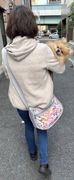 散歩中、母親に抱っこしてもらえた愛犬　飼い主に見せた表情に爆笑！