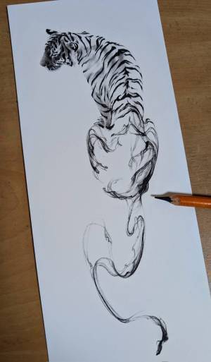 「水彩画だと思ったら…」　虎の絵、よく見ると？　「世の中には本物の天才がいるんだな」