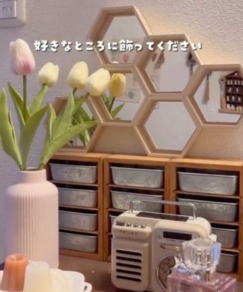 １００均のウッドスタイルヘキサゴン、くっ付けていくと…　できたものに「天才！」