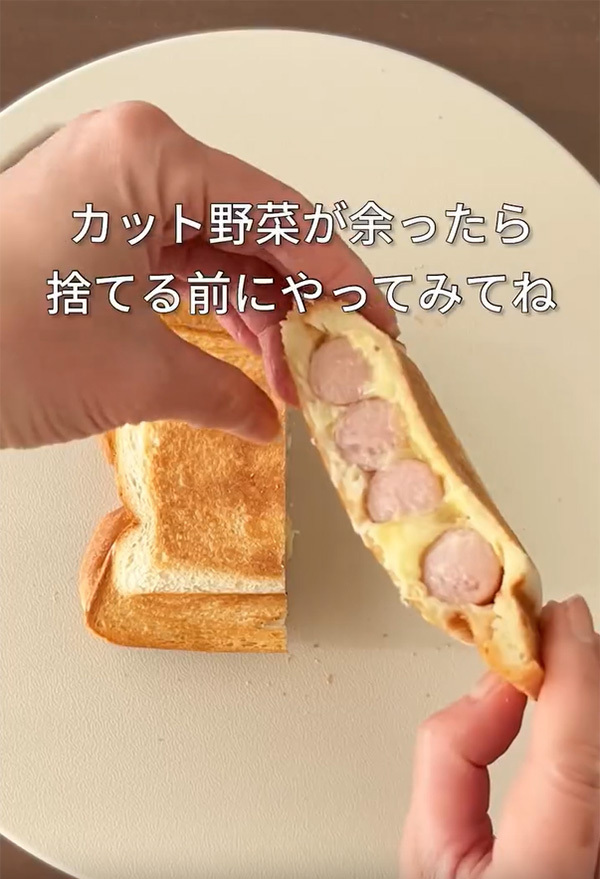 食パンにキャベツをのせて…　完成したものに「真似したい」